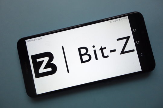 KONSKIE, POLAND - November 18, 2018: Bit-Z cryptocurrency exchange logo displayed on smartphone