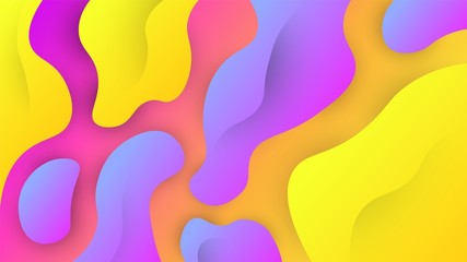 FLuid vector background 16:9. Fluid colors wallpaper. Bright colorful shapes overlap. Eps10 vector illustration.