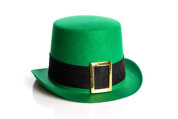 Fototapeta Saint Patricks day hat on a white background. Leprechaun hat obraz
