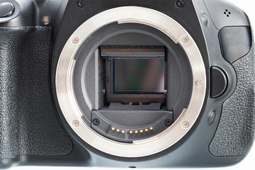 Digital Camera Sensor and lens mount close-up