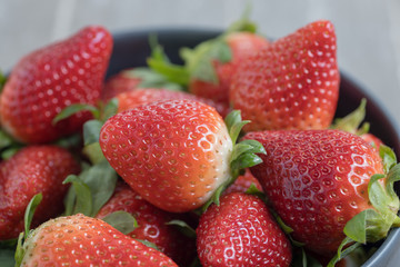 Close-up of a bowl of strawberries