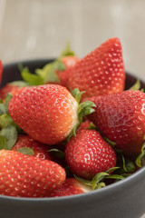 Close-up of a bowl of strawberries