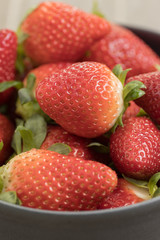 Close-up of a bowl of strawberries