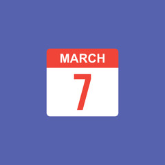 calendar - March 7 icon illustration isolated vector sign symbol