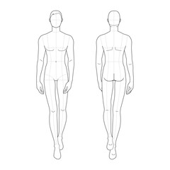 Fashion template of walking men. 