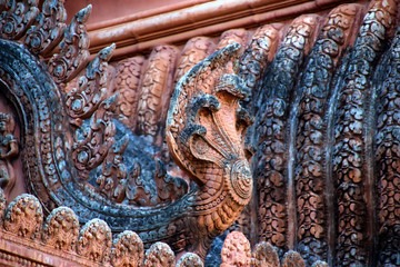 Pink Buddhist Temple Phnom Reap Monastery, wall 2