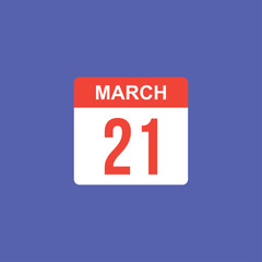 calendar - March 21 icon illustration isolated vector sign symbol