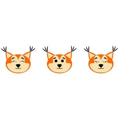 Squirrel faces with open and closed eyes isolated on white background. Stock vector illustration for decoration and design, postcards, fabrics, packaging, children's textiles, poster, banner, book