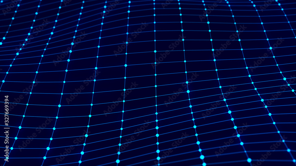 Aufkleber Network connection dots and lines. Technology background. Plexus. Big data background. 3d rendering.