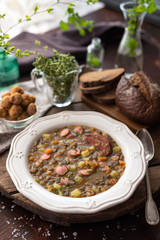 German Lentil and Sausage Soup or Stew