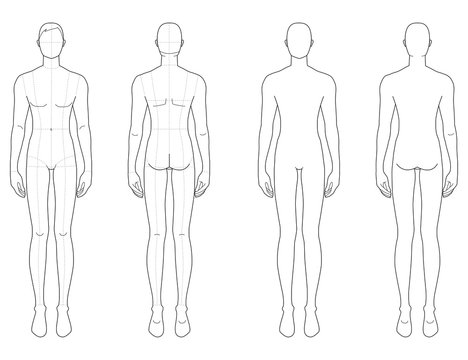 Fashion template of standing men. 