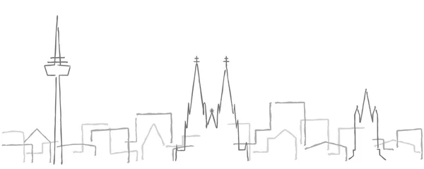 Köln Freehand Minimal Line Skyline und Wahrzeichen © pabloprat