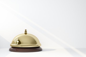 gold hotel bell with copy space