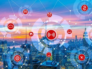 Fototapeta premium Internet of things concept in the city