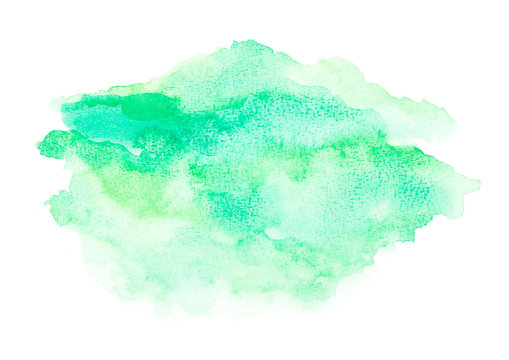 Green watercolor on white background. Abstract design element