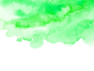 Green watercolor on white background. Abstract design element