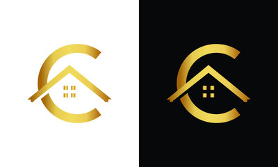 Letter C and roof logo vector