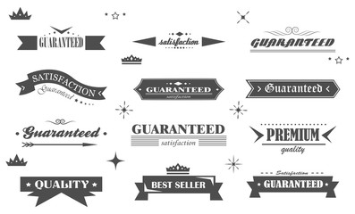 Retro Banner And Ribbon Design Elements. Retro Banners And Labels In Vintage Style Isolated On White Background. Vector Set For Ribbon Logo, Label, Banner And Sticker. Icons for Badge, Stamp And Seal