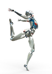 android girl doing a comic pose two in white background