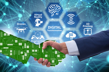 Digital transformation concept with handshake