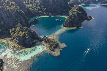 Obraz premium Aerial view of the Twin Lagoon in coron island, Palawan, Philippines