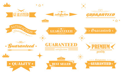 Retro Banner And Ribbon Design Elements. Retro Banners And Labels In Vintage Style Isolated On White Background. Vector Set For Ribbon Logo, Label, Banner And Sticker. Icons for Badge, Stamp And Seal
