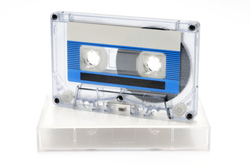 Fototapeta premium Compact audio tapes for magnetic recording on a white background.Compact cassettte