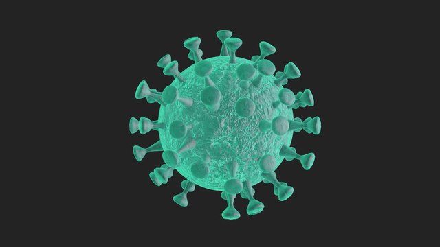 Corona Coronavirus Virus Cells Flue 2019-nCov influenza Concept Isolated rotation Transparent 3D Loop ProRes4444 Alpha Channel Cyan