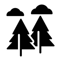 Fir tree forest icon in flat style. Pine trees symbol. Always green concept.