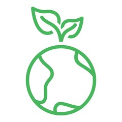 Green Earth icon in flat style. Planet ecology sign. Global warming concept.
