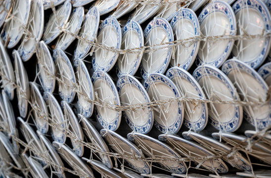 A Large Chinese Dragon Made From Thousands Of China Plates At The Magnolia Plantation And Gardens