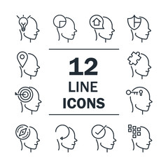 alzheimers disease neurological brain medical condition icons set line style icon