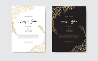 Vector floral design card. Greeting, postcard wedding invite template.