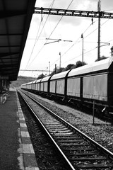 Black & white railroad train