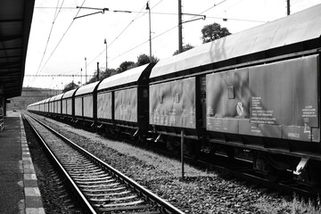 Black & white railroad train