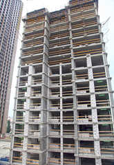 Construction, building, apartment and office center.