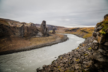 Rock formations in Hljodaklettar National Park, Iceland