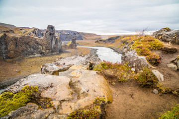 Rock formations in Hljodaklettar National Park, Iceland