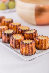 pieces of delicious mooncake, on white background 