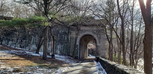 Winter shot of Fort Tryon Park inbetween Manhattan's Inwood and Washingtion Heights neighborhoods.