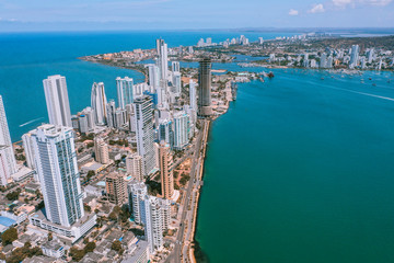 Fototapeta na wymiar Aerial view of Cartagena Bocagrande