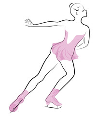 Skater skates on ice. The girl is beautiful and slender. Lady athlete, figure skater. Vector illustration
