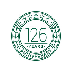 126 years anniversary celebration logo template. Line art vector and illustration.