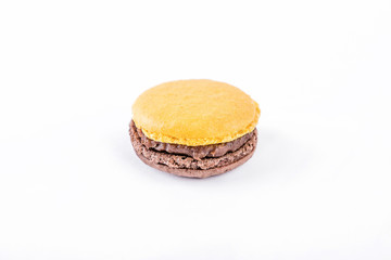 Collection of macarons macaroons cookies on a white background