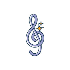 Obraz premium treble clef note musical melody sound music line and fill style