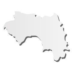 Guinea - grey 3d-like silhouette map of country area with dropped shadow. Simple flat vector illustration