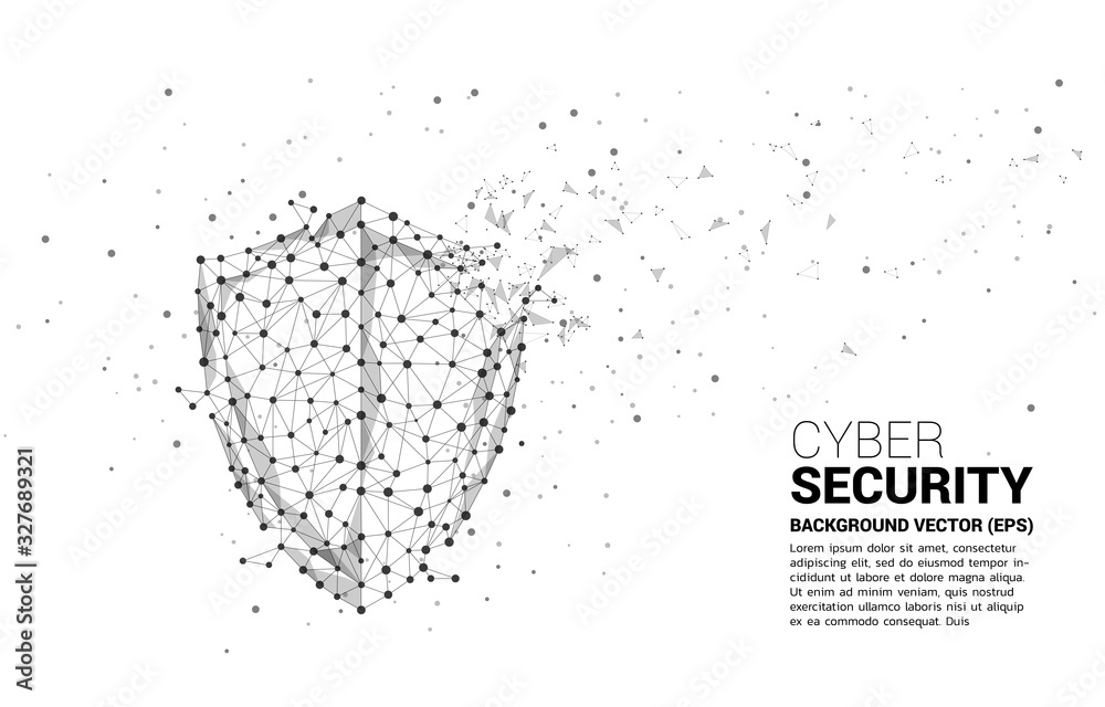 Poster Protection shield icon from dot connect line polygon network. concept of guard security and safety