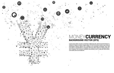 Vector money Chinese yuan and Japanese yen currency icon from Polygon dot connect line. Concept for china and japan financial network connection.