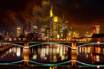 Obraz premium Abendszene Frankfurt am Main