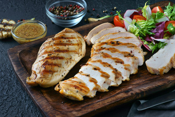 grilled chicken fillet with vegetable salad